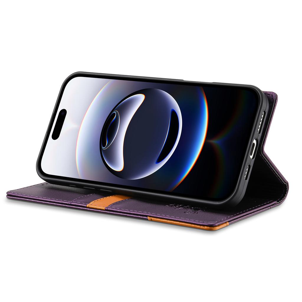 N.BEKUS P3 For iPhone 16 Pro Case RFID Blocking Wallet Stand PU Leather Flip Phone Cover