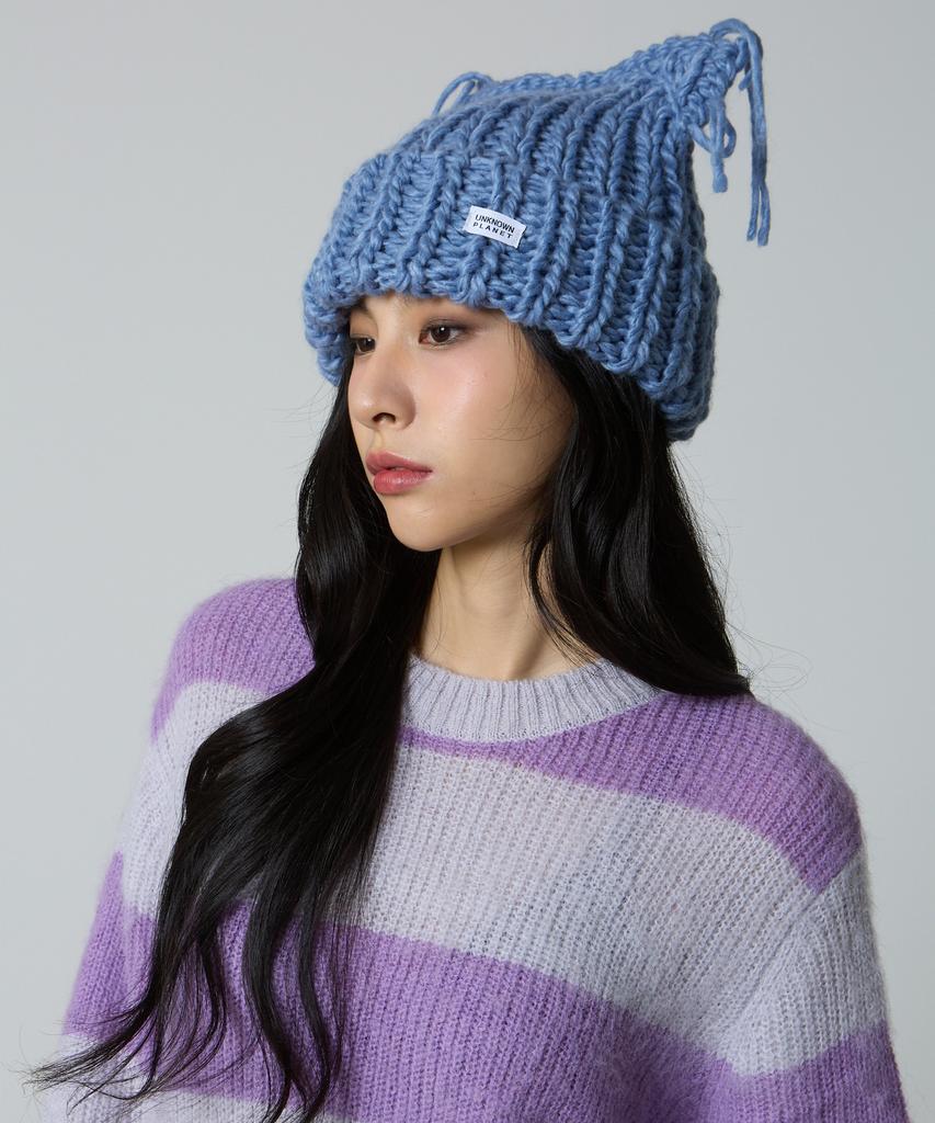 UNKNOWN PLANET Planet Cat Knit Beanie Blue