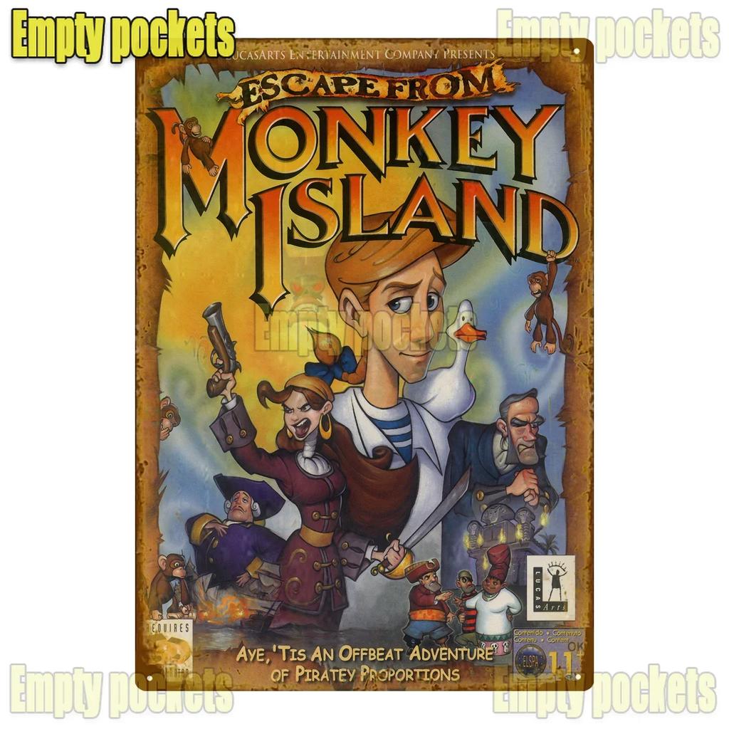 Klasická hra The Secret Of Monkey Island Kovové cedule Dekorace do garáže Domácí kino Design kuchyně Plechový znak Plakáty dárek pro děti