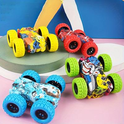 Doppelseitige Geländefahrzeuge Puppenfahrzeuge Allradantrieb Trägheit Crashresistent Stuntcars Spielzeug Straßenhändler für Kindergeschenk