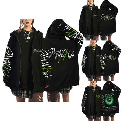 Women's Zip Up Hoodies Teen Girls Letter Printing Sweatshirt Clothing Casual Drawstring Jacket With Pockets