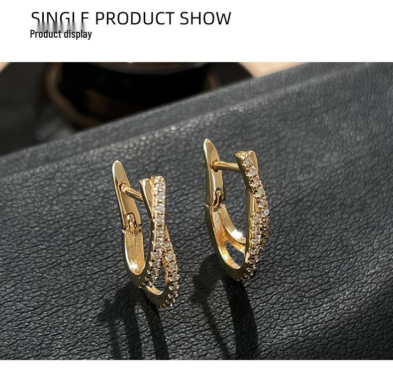 925 Sterling Silver Zirconia Crossover Ear Cuff Hoops - Women's Twisted Line Earrings