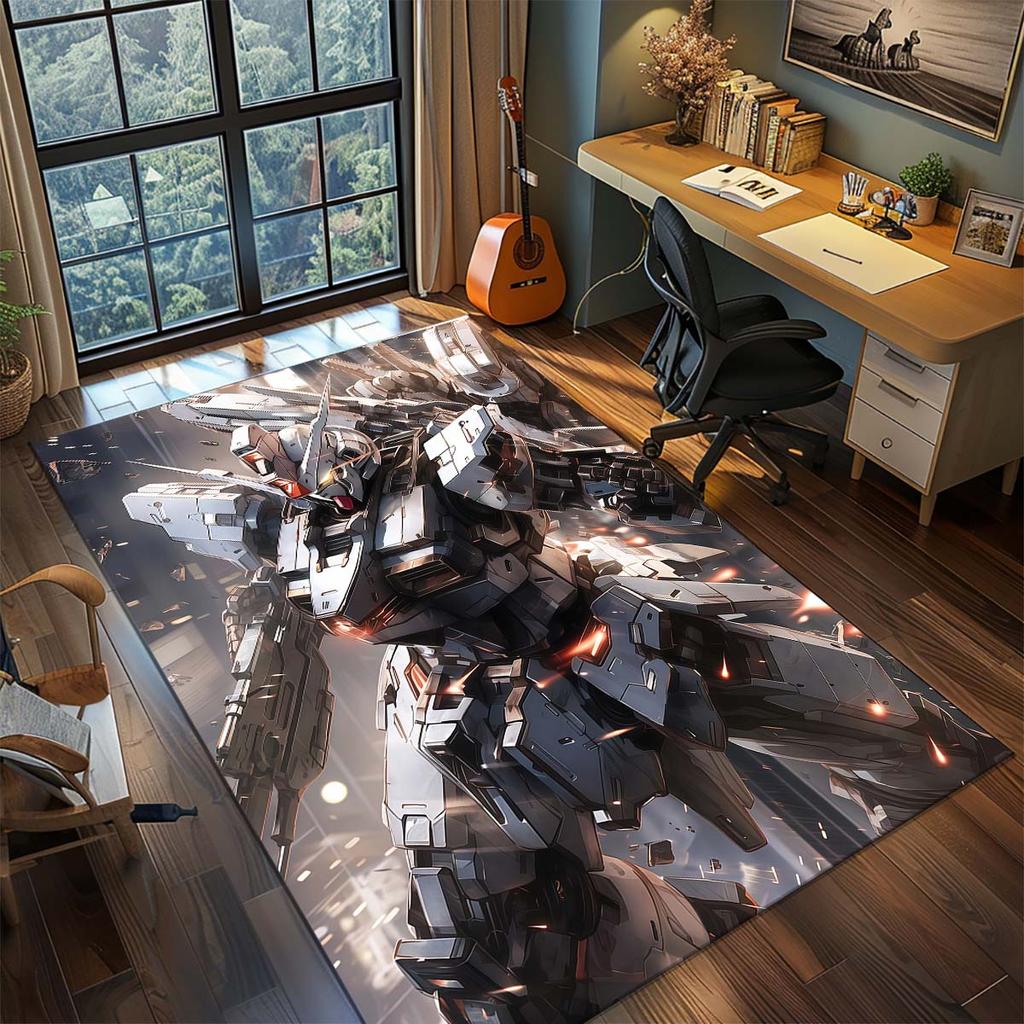 Gundam Anime Mecha Robot Rug Carpet Large Area Rug Non Slip Washable Floor Mat Gamer Room Bedroom Home Decor