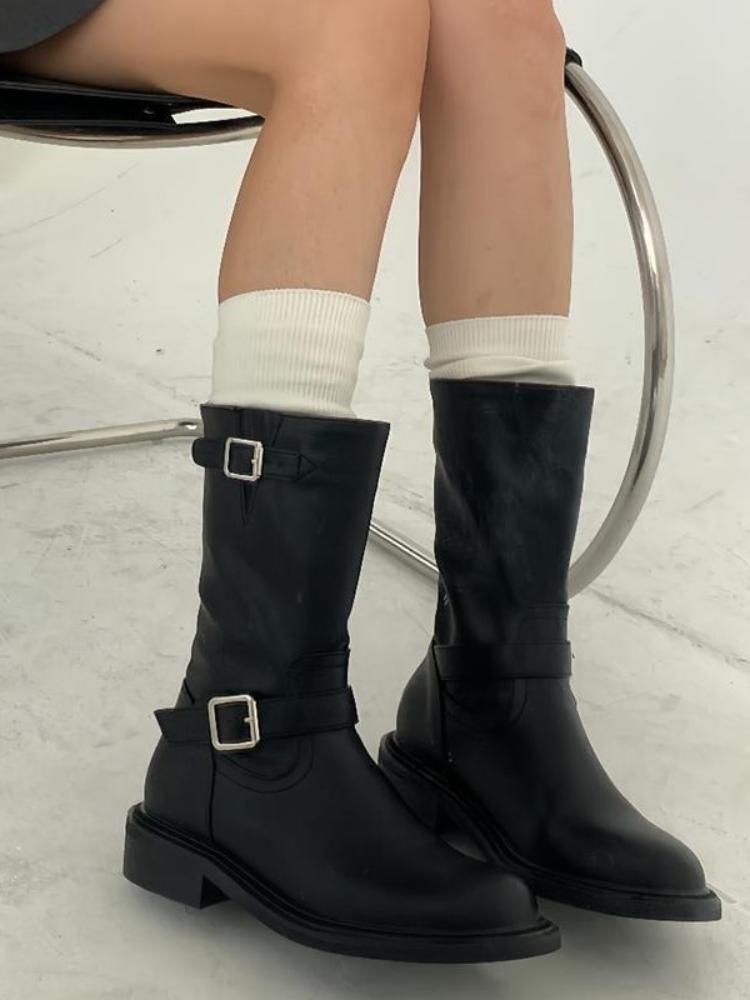 

Fashion Brown Middle Heel Round Toe Leather Ladies Mid Calf Shoes Spring Autumn New in Hot Designer Luxury Pu 39 Women s Half High Boots 35