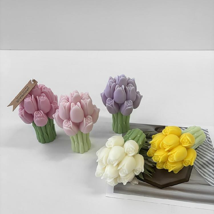 Tulips Bouquets Shape Handmade Crafting Mold Flower Ornament Molds for Statue