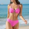 Sexy Metal Starfish Ornament Bikini Women Hot Pink Pleate Push Up High Waist Swimwear Beach Bathing Suit Holiday Swimsuit