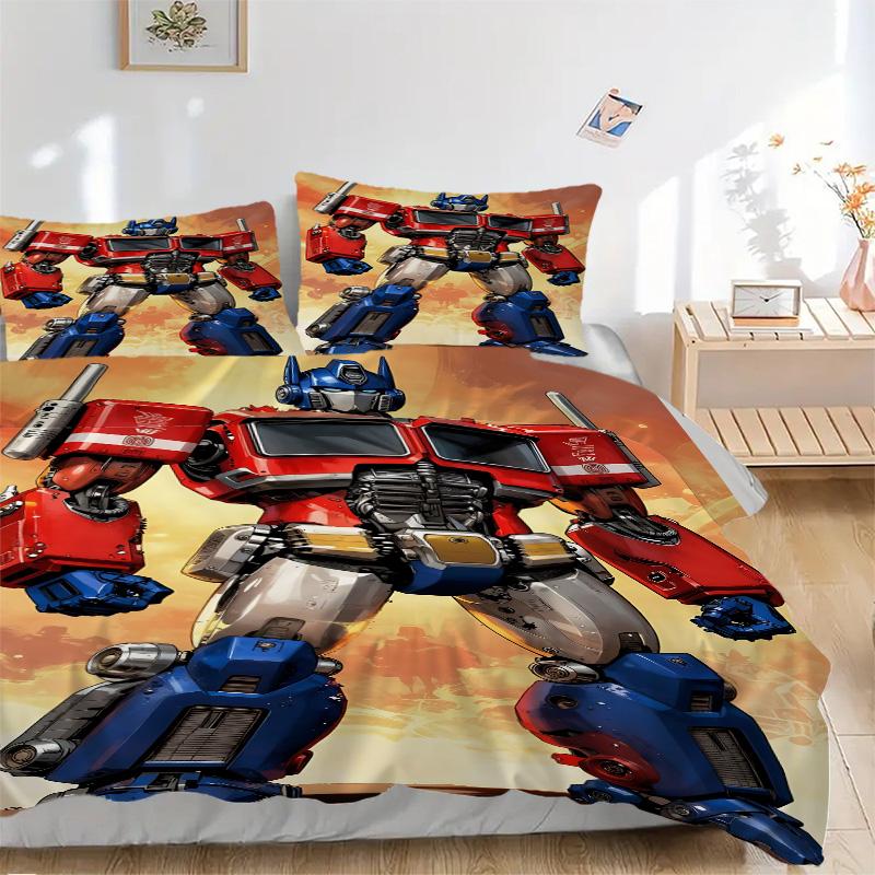Optimus Prime Robot Hero Print 3Pcs Bedding Set,Duvet Cover with 2 Bedro,Pillowcase Home Birthday Gift