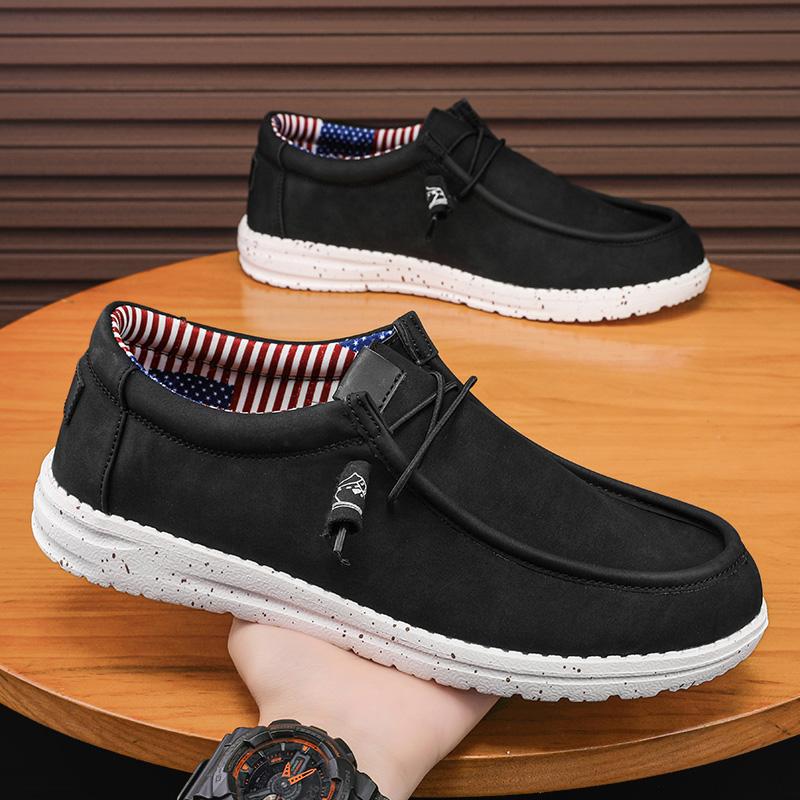 

Мужские повседневные лоферы слипоны Легкие удобные парусиновые туфли Эластичные лоферы Нескользящие дышащие туфли-лодочки для мужчин 40 чёрный