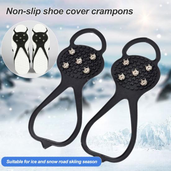 1 Pair Shoes Crampons with 45785 Stainless Steel Teeth Non-slip Shoes Covers Spikes Snow Traction Ice Cleat