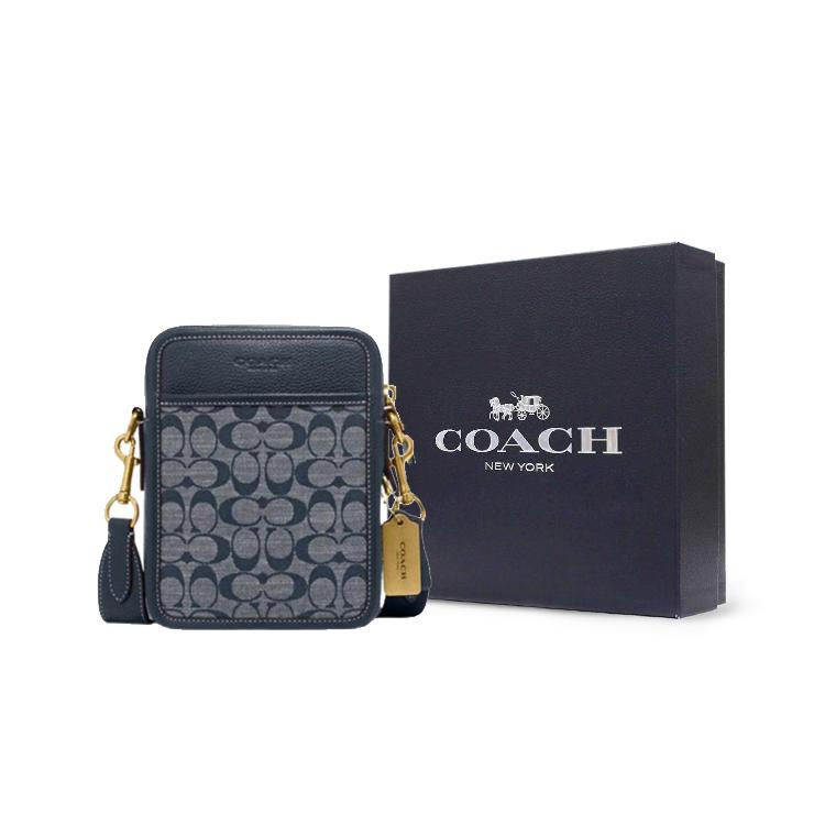 Coach Sullivan Jacquard Fabric Cow Leather Crossbody Bag , Shoulder Bag Small Men's Denim (Unisex) Crossbody Bags CG996 B4DE