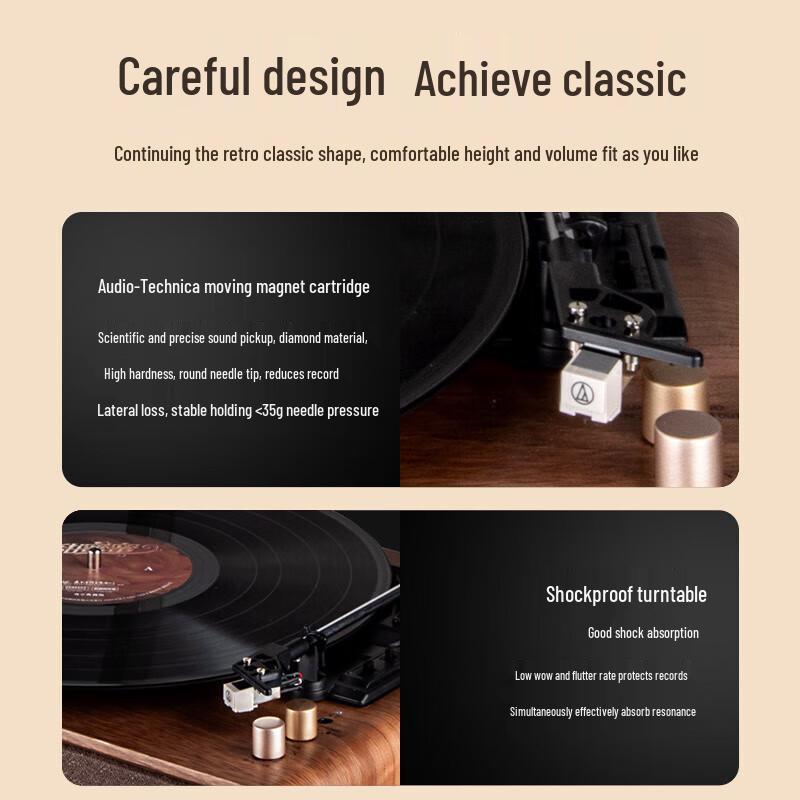 Shanshui V15 Retro Bluetooth Vinyl Record Player CN plug (adapter included)