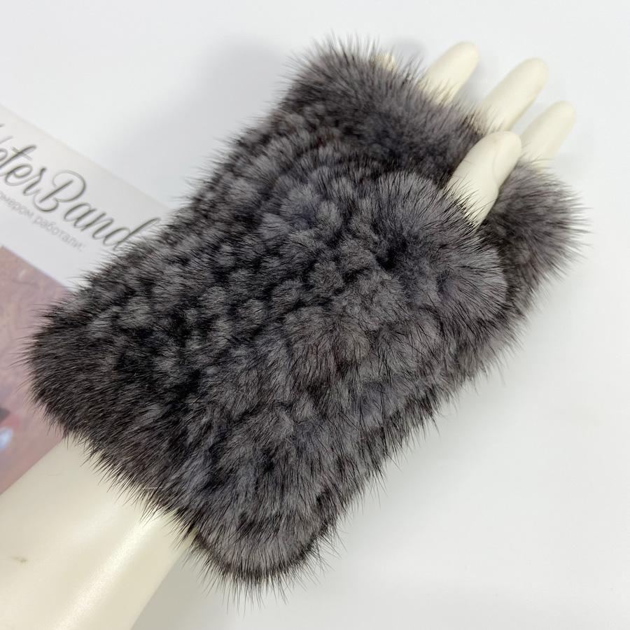 Real Mink Fur Fingerless Gloves for Women Girls Natural Fur Knitted Mittens Warm Soft Luxury Winter Gloves