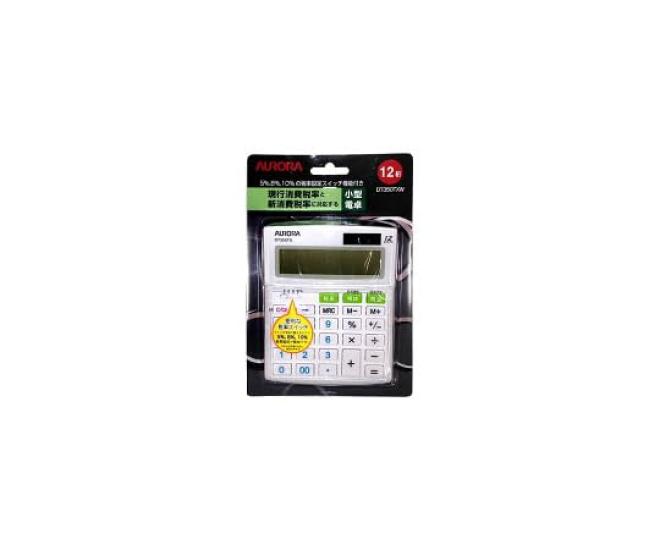 Aurora Compact DT350YXW 12-digit Calculator, White,