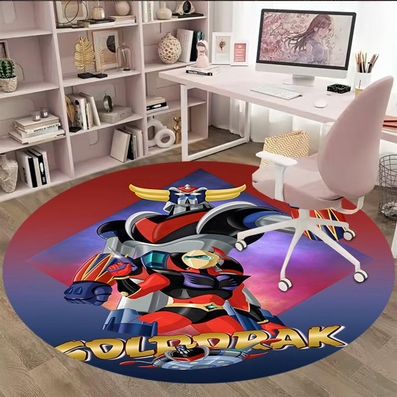 1pc UFO Robot Grendizer10 Print Round Carpet Chair Round Carpet Suitable for Bedroom Living Room Home Decorative Carpet