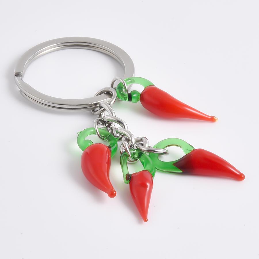 Vodotěsný Nevyblednoucí Nerezová Ocel Klíčenka na Pepř/Chilli Přívěsek na Jídlo Zavěšení Klíčenek Pro Ženy Muže Kabelku Batoh Šperky Dárek