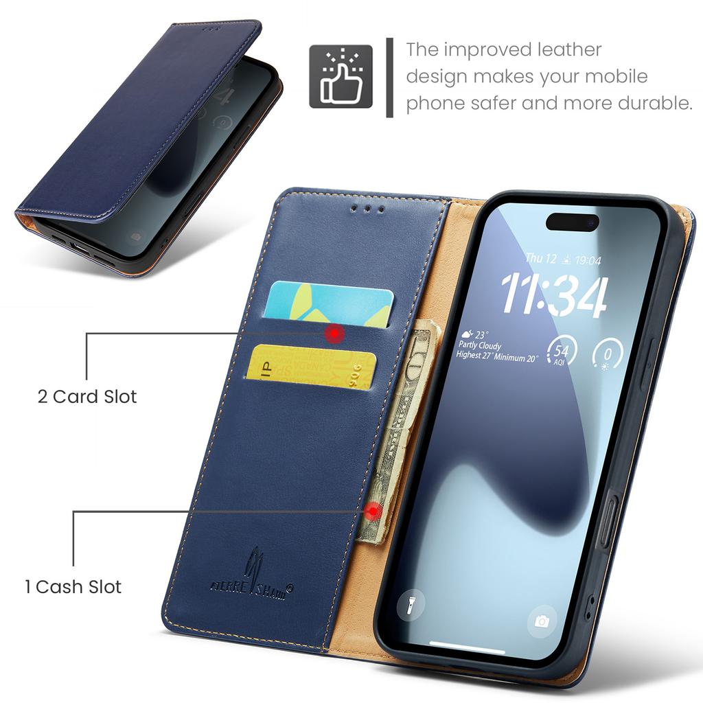 FIERRE SHANN For iPhone Air Case PU Leather Flip Stand Wallet Phone Cover