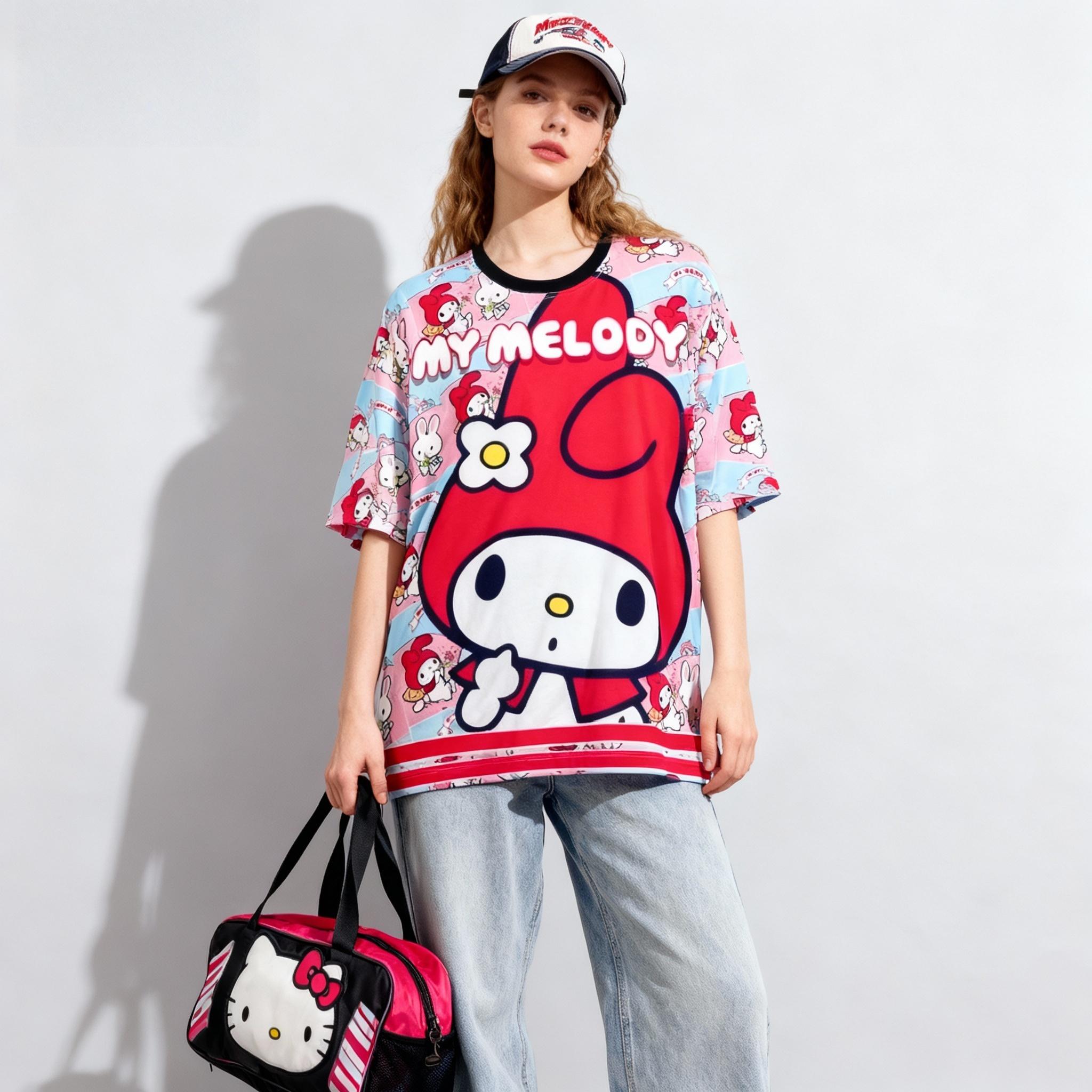 

Casual shirt, sweet and refreshing street style summer T-shirt, loose adult top, maternity wear XXS