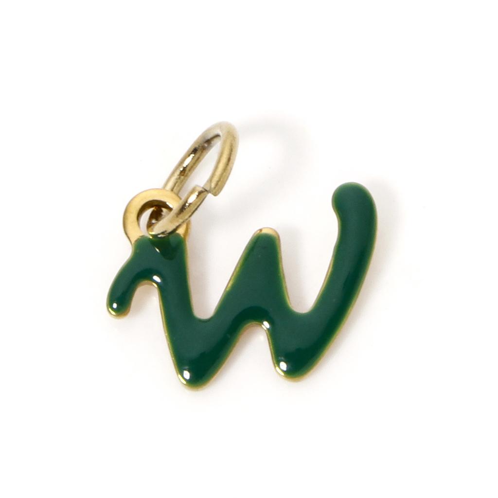 1 Piece 304 Stainless Steel Letter Charms Gold Plated Capital Alphabet Initial Letter Message " A-Z " Enamel Pendants Findings