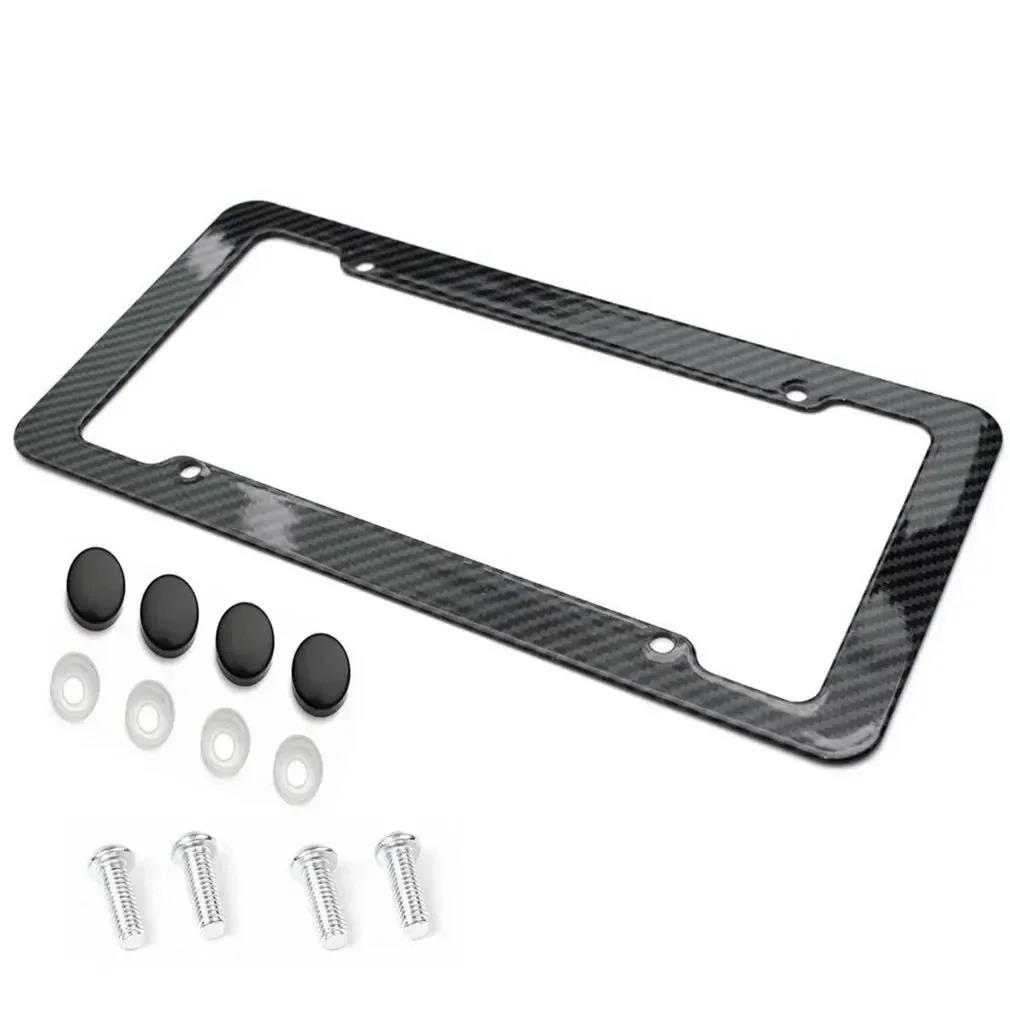 Number Plate Holder Carbon Fiber Car License Plate Frame Holder Car License Plate Frame Label Universal Auto Parts License Plate Covers Frames 6