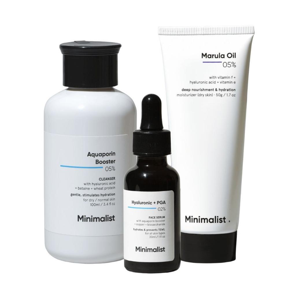 Pflegeset für trockene Haut (100 ml + 30 ml + 50 g), Trockene Hautpflege-Set, minimalistisch