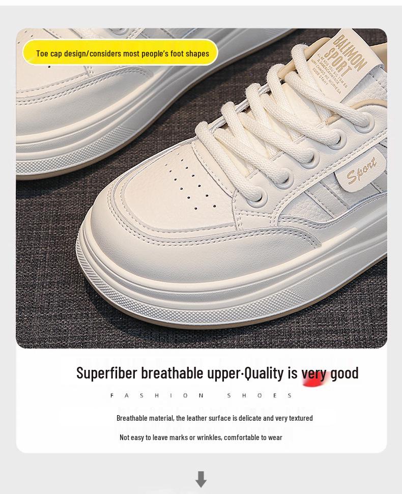 Damskie uniwersalne płaskie białe skórzane sneakersy na jesień 2025 - Casualowy styl sportowy