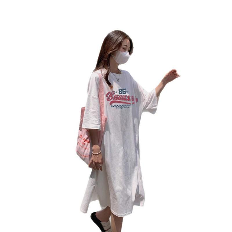 Women's Summer Short-sleeved Casual Style Loose and Thin All Matching Home Dress