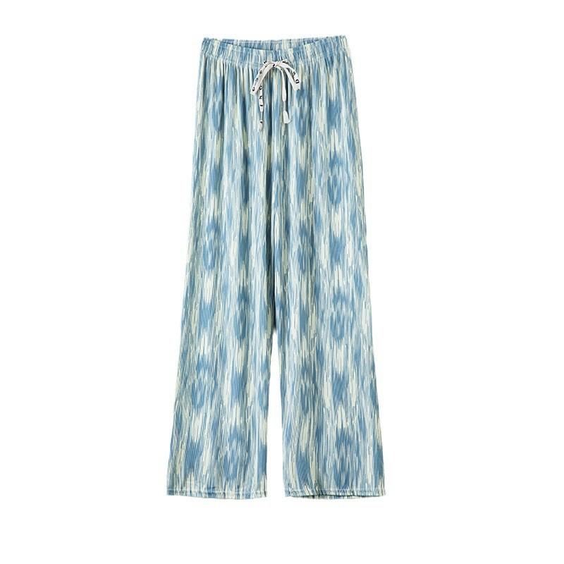 Ice Silk Wide Leg Pants Women's Pants Summer Thin Drape Loose Straight Black Casual Summer