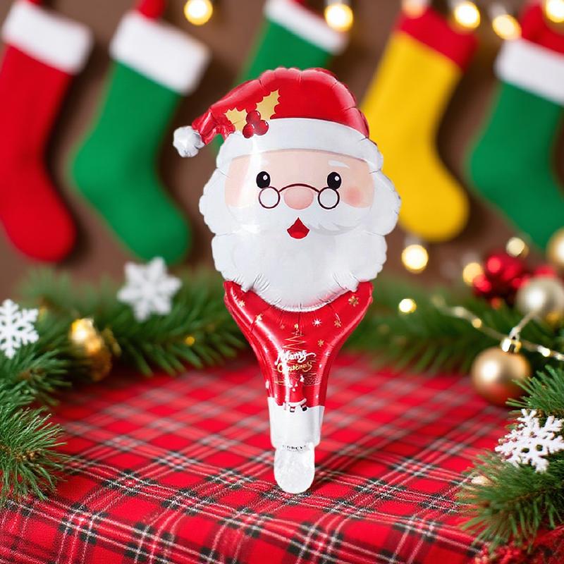 10PCS/Pack Santa Claus Style Christmas Handheld Balloon Festive Atmosphere Decorating Prop Christmas New Year Party Supplies ZYF