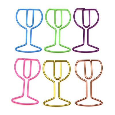 30Pcs Wine Glass Shape Paper Clip Small Metal Paper Clamp File Organiser Clip Metal Book Marker Clips for Office School