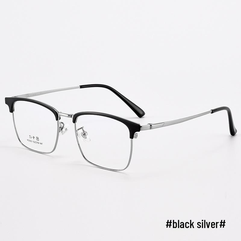 Men s Anti-Blue Light Semi-Rimless Titanium Eyebrow Glasses