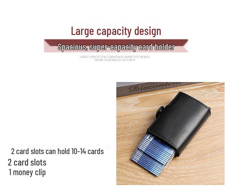 Porta-Cartões Pop-Up Automático de Liga de Alumínio de Camada Dupla - Carteira Estojo de Metal para ID e Cartões de Crédito