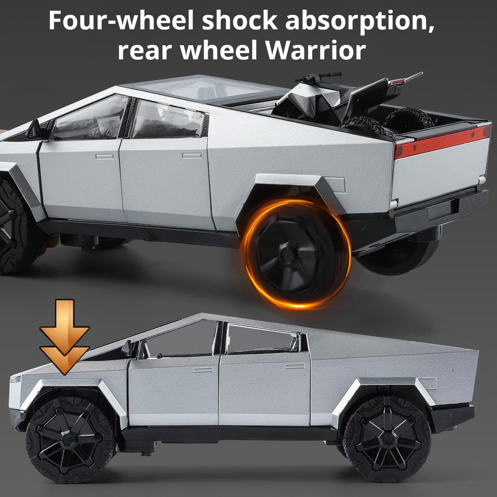 1:24 Remote Control Electric Door Cyber Pickup Exquisite Alloy Car Model Mecha-Style Light & Sound Metal Toy Ornament