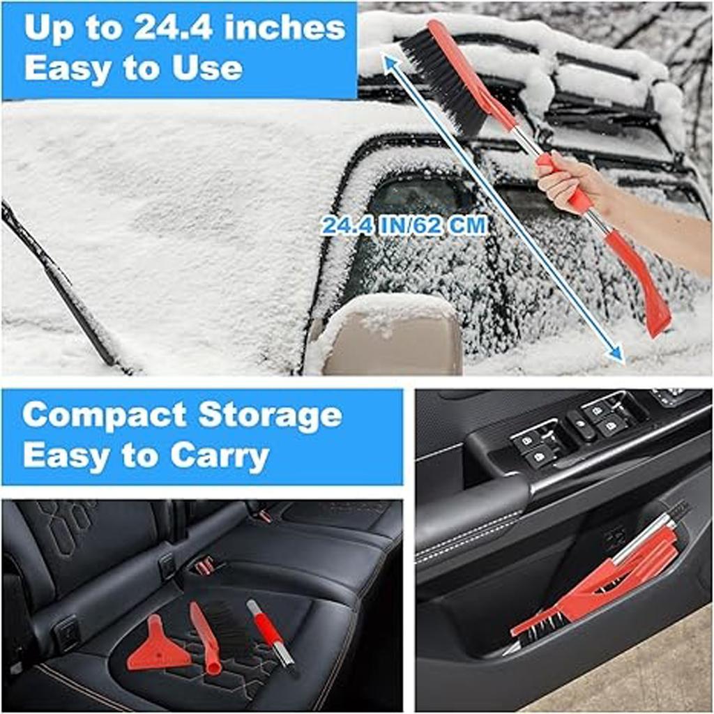 Car Snow Brush and Ice Scraper,2-in-1 Detachable Winter Snow Removal Tool for Auto Windshield,Roof