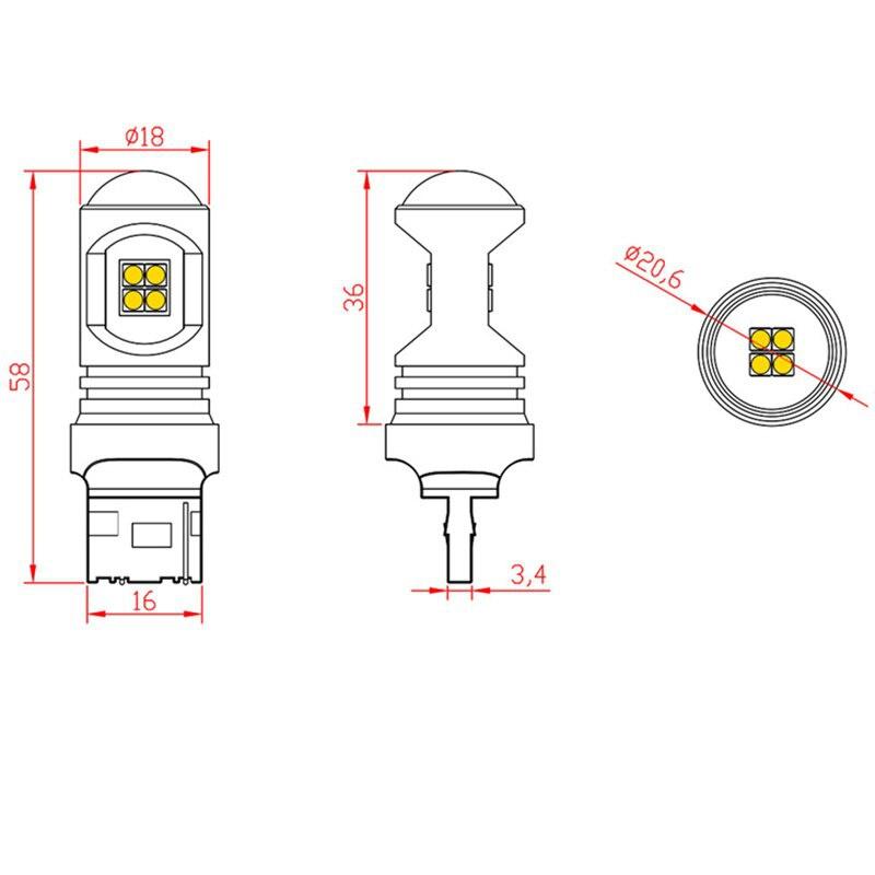 2pcs/lot T20 7440 3030 Canbus White LED Daytime Running Light For Mitsubishi Pajero 2007-2020