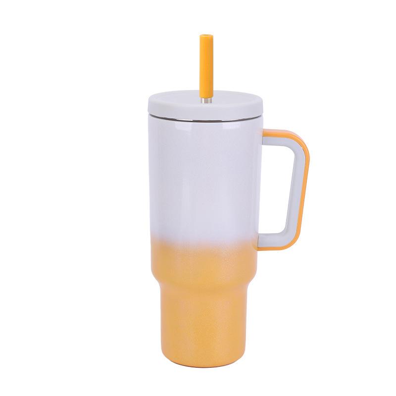 Best-selling 40oz Straw Car Cup 304 Stainless Steel Large-capacity Cold Preservation Ice Cup with Handle Insulated Cup 40oz