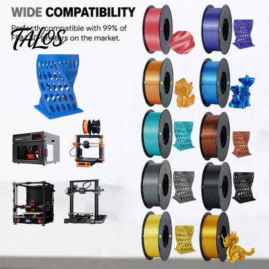 High Precision Filament Silk PLA 3D Printer Filament, 1.75mm 1kg Spool for Supply FDM Printers, Shiny Metallic DIY Ornaments and Models Smooth Finish
