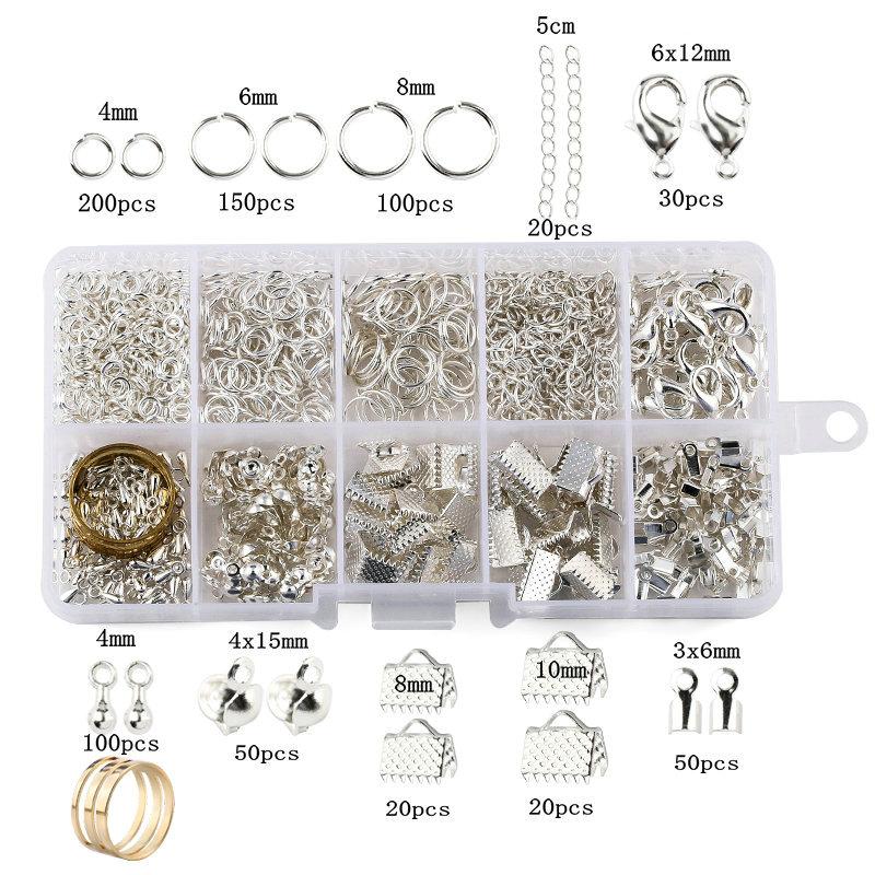 Jewelry Findings Tool Set Open Jump Ring/Lobster Clasp/Tail Chain/Clip Buckle/Drop Kit/Earring Hooks/ For DIY Jewelry Making