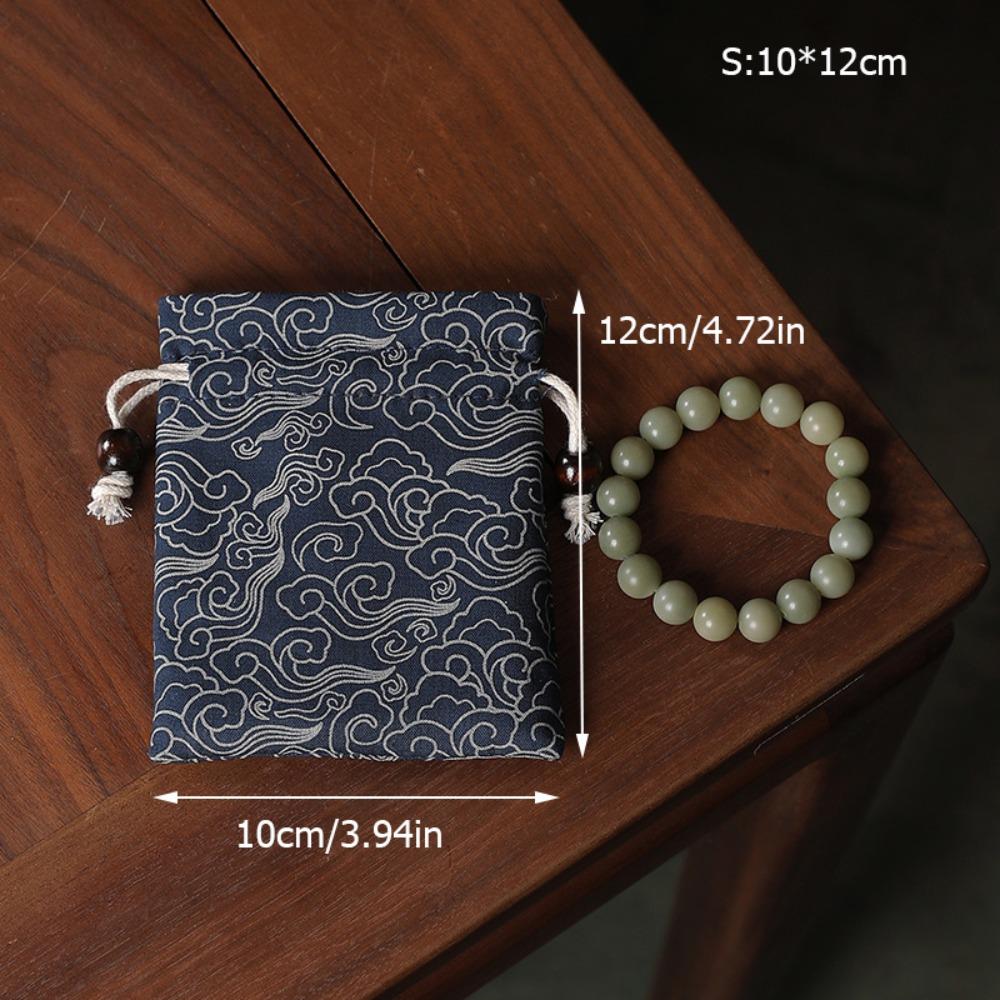 

Washable Linen-cotton Jewelry Storage Bag Chinese Style Portable Bracelet Bead Bag Dustproof Cord Pull Bag Bracelet