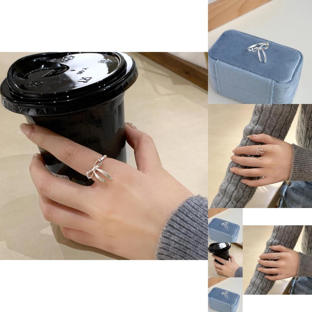 Unique Korean Style Silver Bow Ring For Women Adjustable And Chic 2024 Summer Fashion