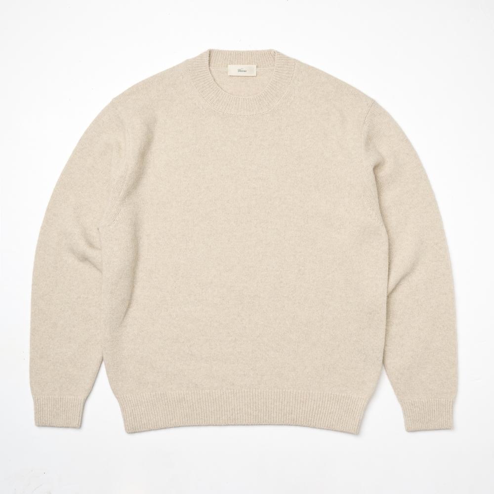 VERNO 24Fw Fox Crew-Neck Knit Oatmeal