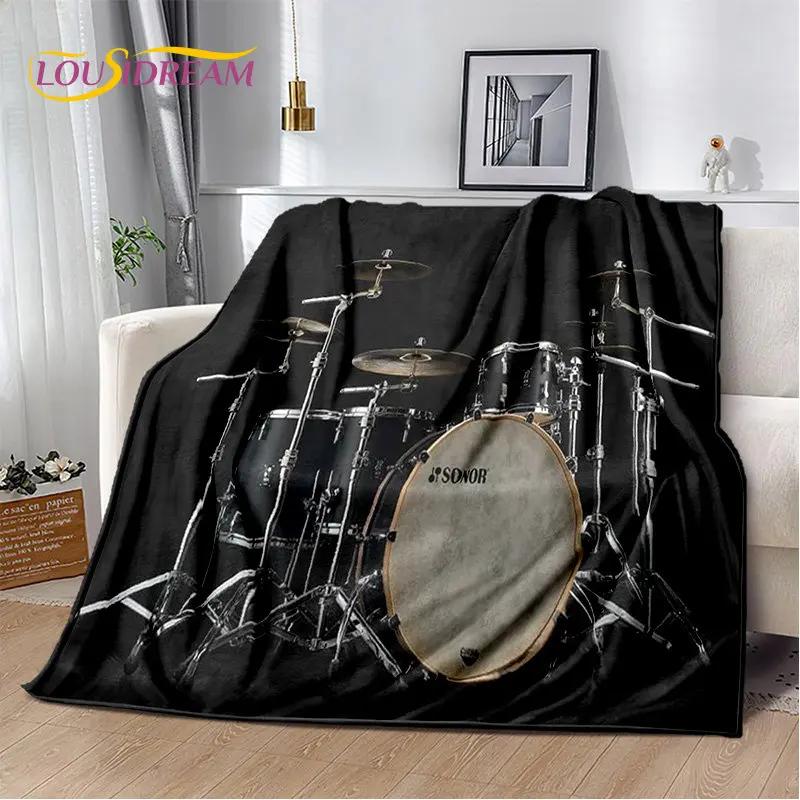 Kit de tambor musical, conjunto de instrumentos, cobertor de pelúcia macio, cobertor de flanela, cobertor para sala de estar, quarto, cama, sofá, piquenique, criança