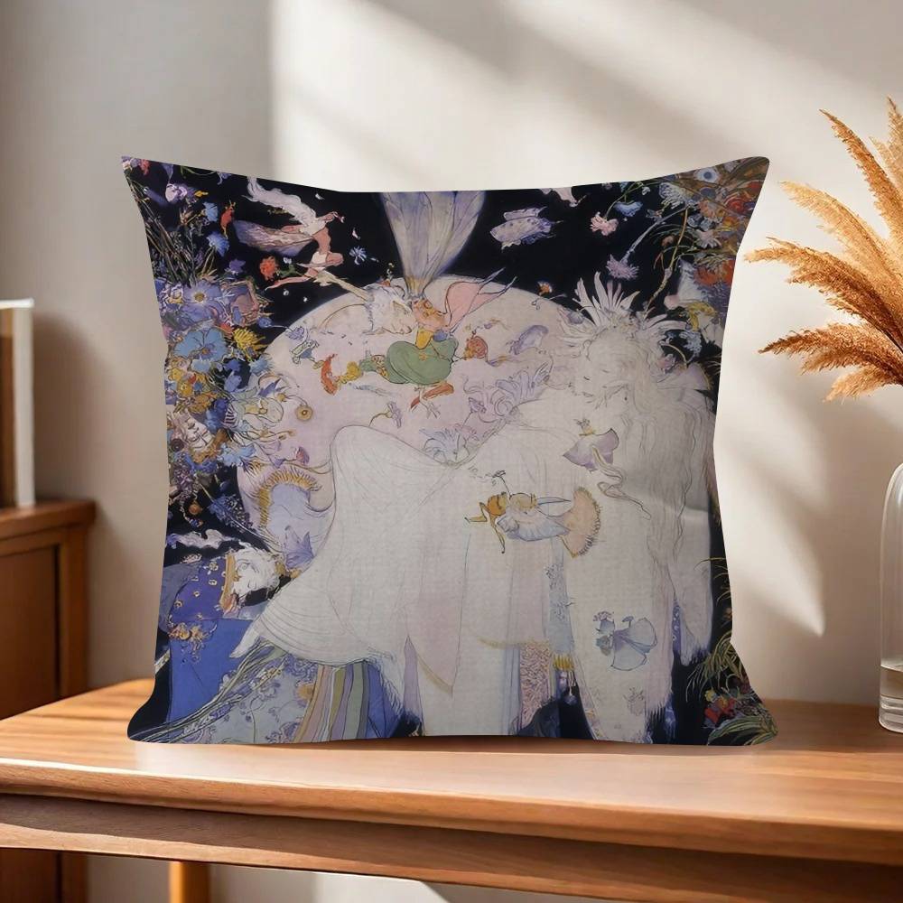 Painting YYoshitaka Amano Art   Pillow Gift Home Office Decoration Bedroom Sofa Car Cushion Cover case 45x45