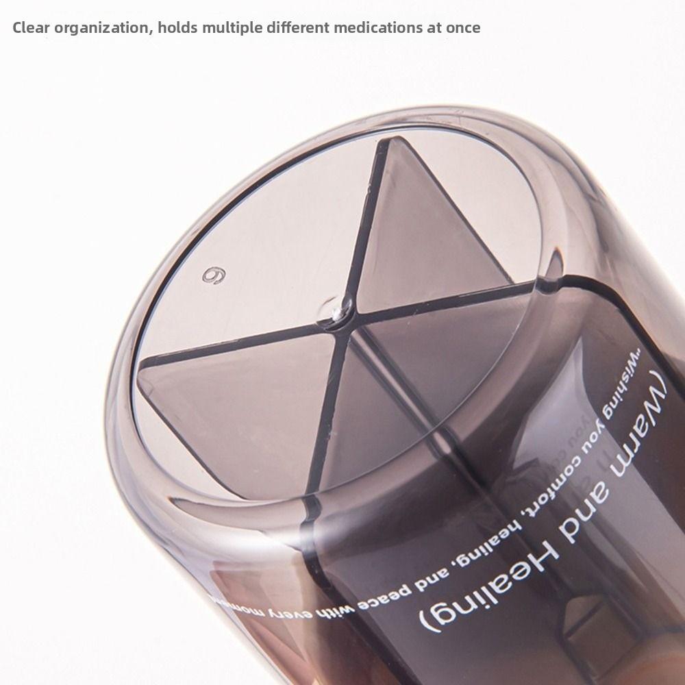 Large Compartments Rotatable Pill Dispenser 4 Grids Pill Storage Box Portable Pill Case Travel