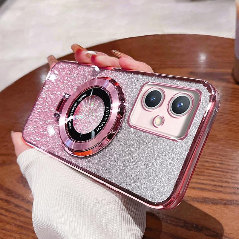 Motog54 luxusní třpytivé pokovené silikonové pouzdro na Motorola Moto G84 G54 G62 G52 G13 G23 G72 G73 G82 G83 G85 stojan a kryt