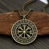 Viking Runaoding Logo Compass Pendant Men's Necklace Holiday Gift