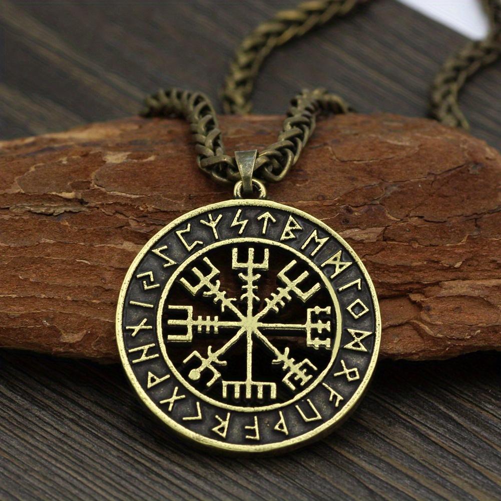 Viking Runaoding Logo Compass Pendant Men's Necklace Holiday Gift