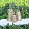 Giant Set of 3 Rustic Iron Hanging Bells, Vintage Witch Bells for Door Protection, Shabby Chic Farmhouse Wall Decor and Christmas Wind Chimes