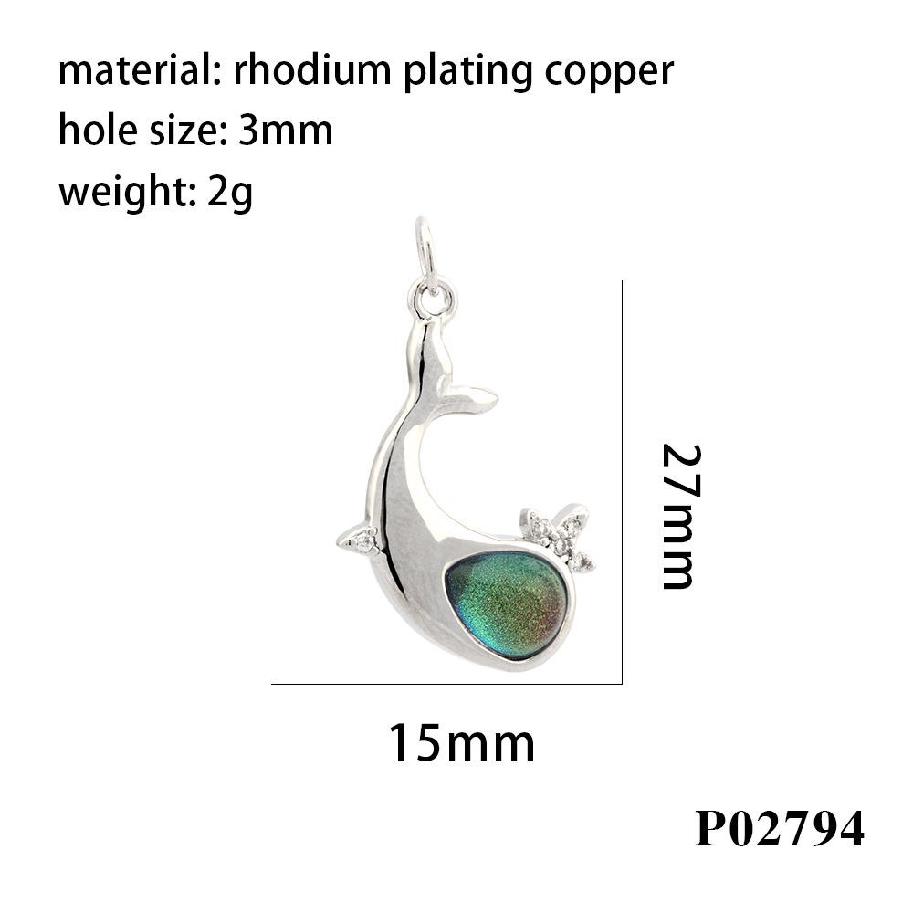 18K Gold Plated Copper Whale Pendant Necklace with Crystal Inlay - DIY Jewelry Material