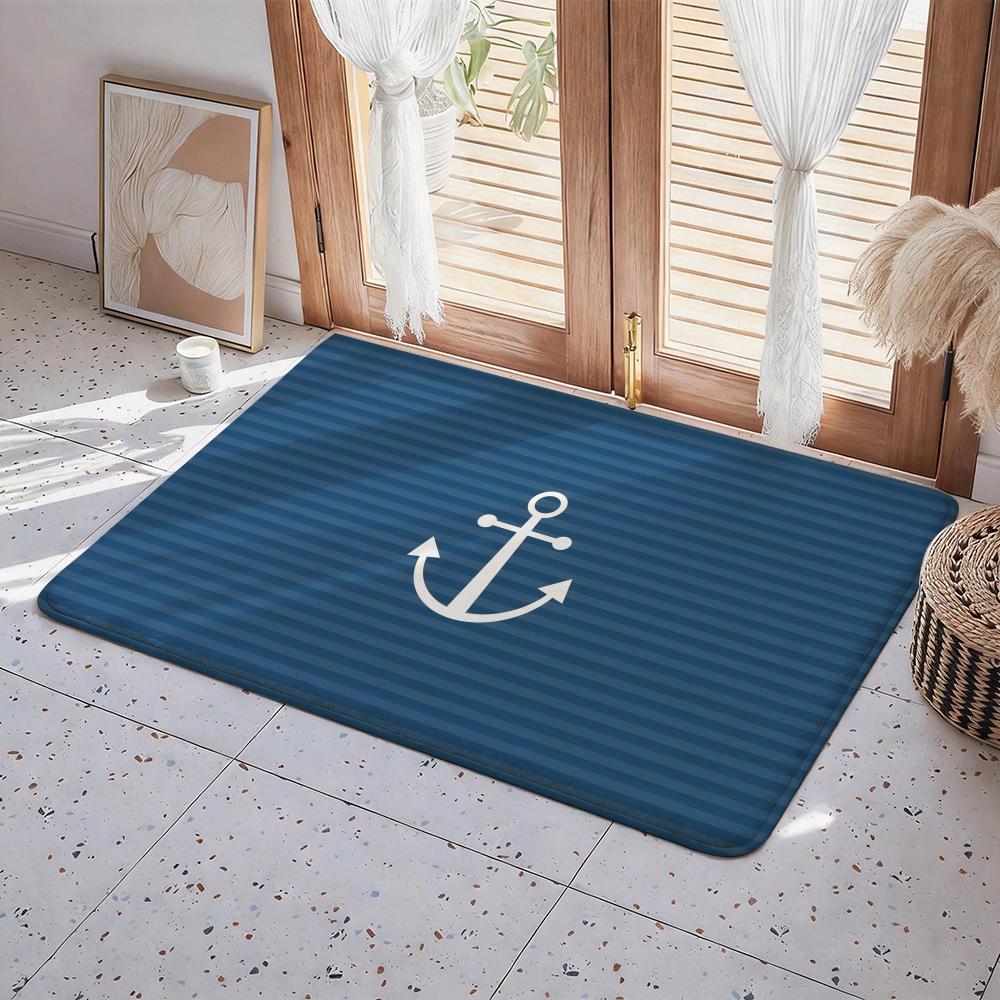 Style S Nautical Floor Mat Eco Flannel Doormat Non Slip Odorless Indoor Floor Rug Soft Short Plush Home Mat