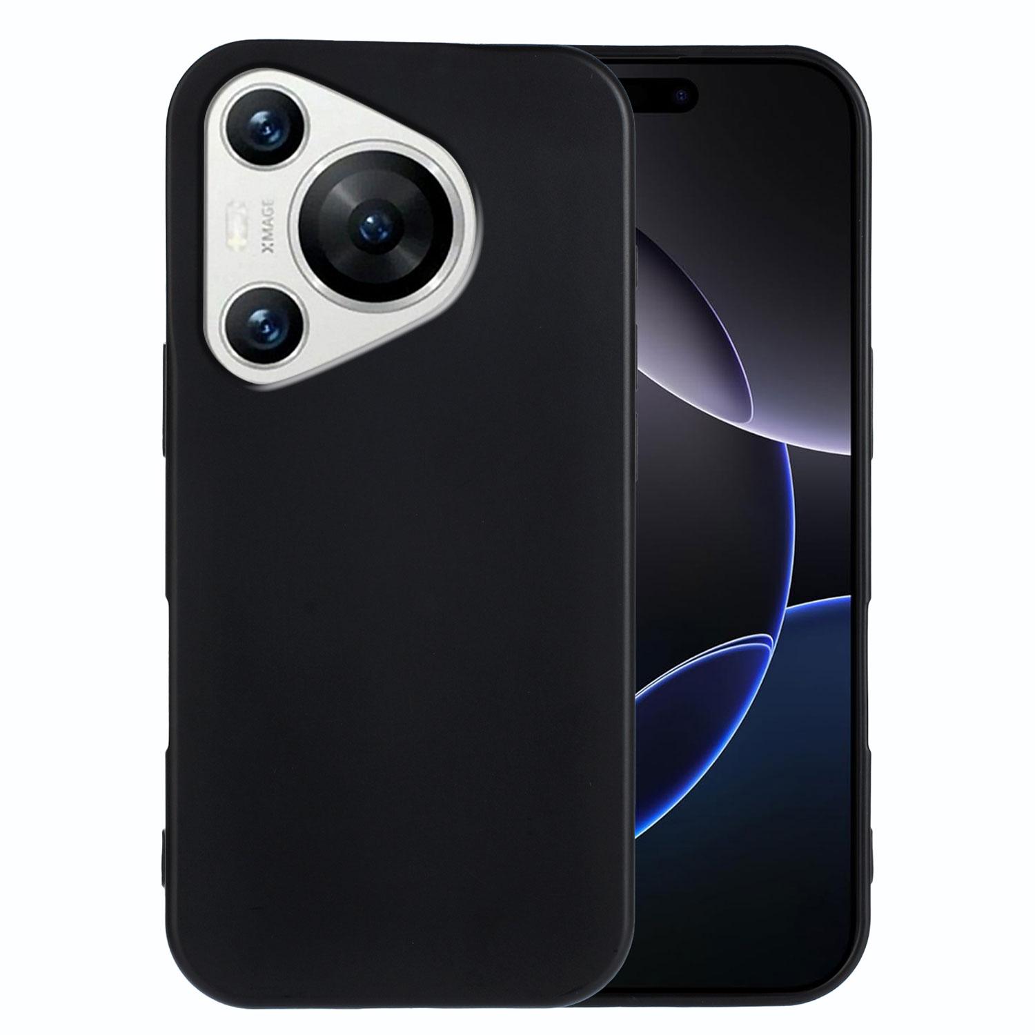 

For Huawei Pura 70 TPU Case Soft Matte Anti-fingerprint Phone Back Cover Black